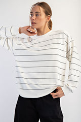 Modal Scuba Stripe Crew Neck Top