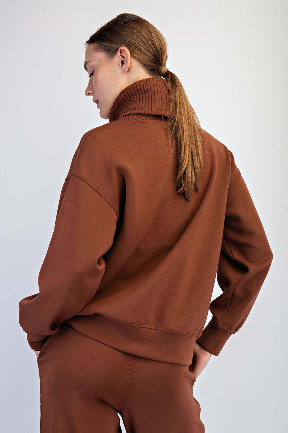 Modal Scuba V-Neck Turtleneck Top