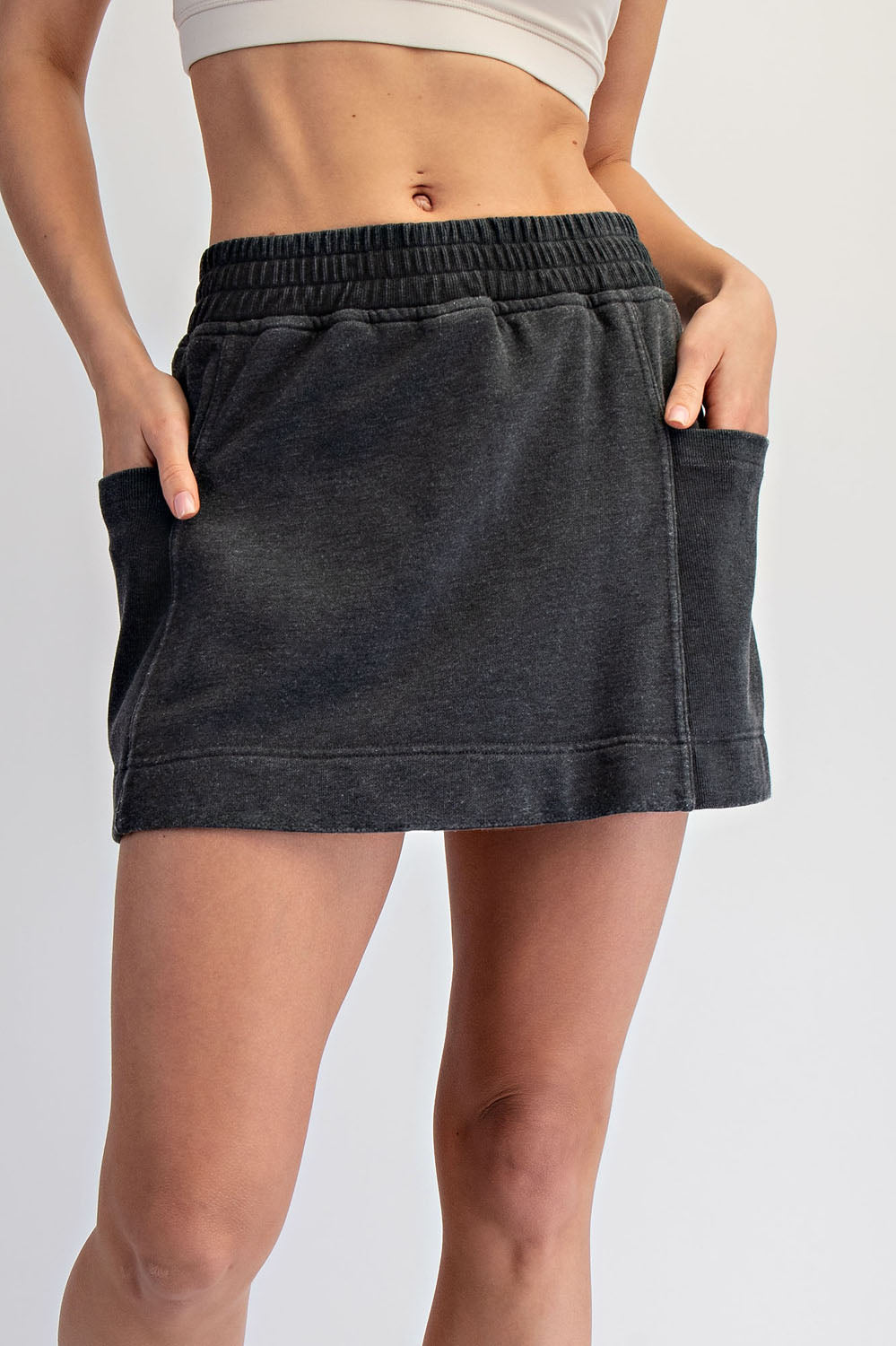 Mineral Washed French Terry Skirt with Shorts