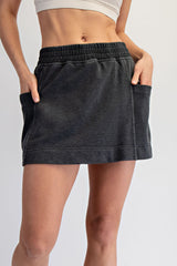 Mineral Washed French Terry Skirt with Shorts