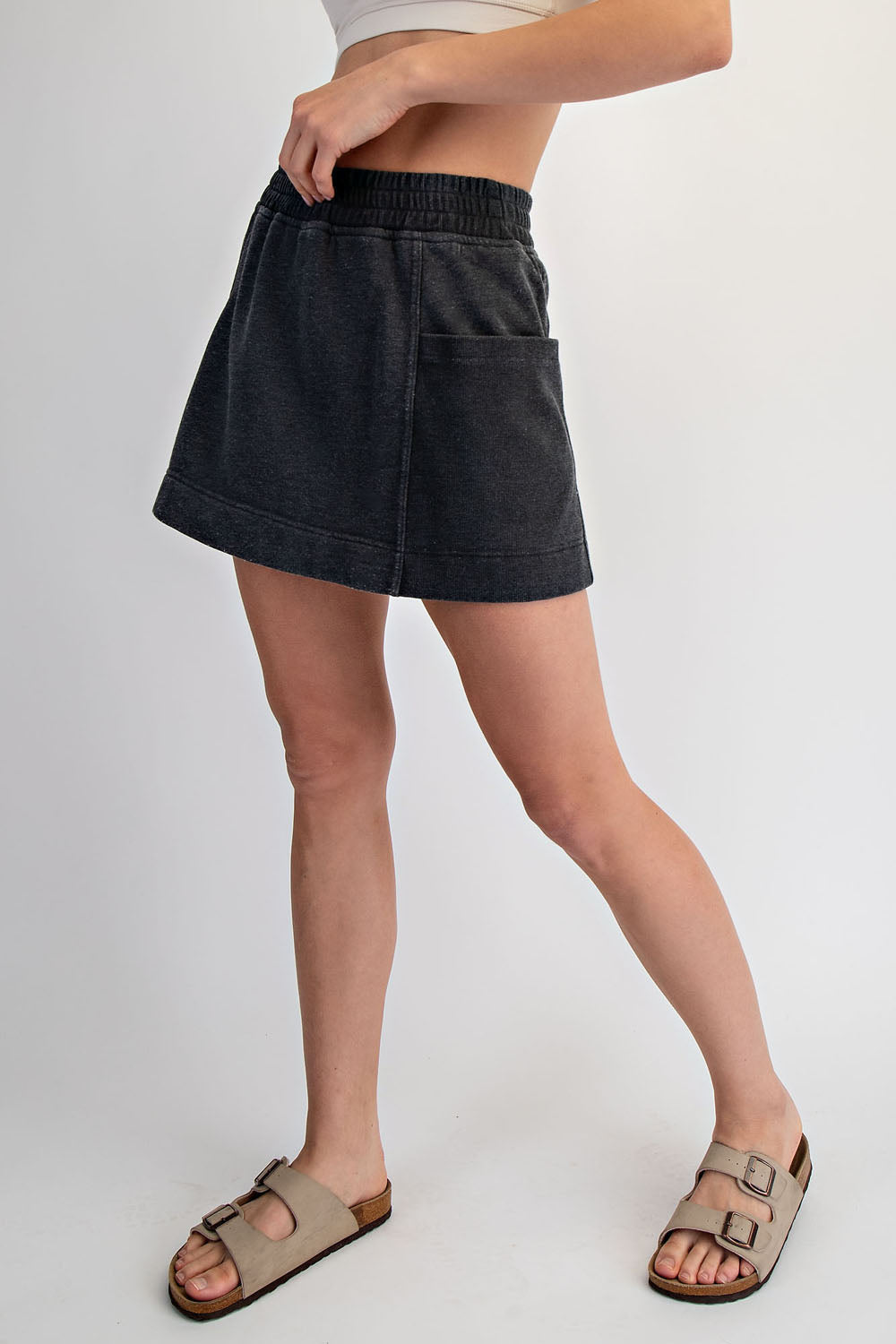 Mineral Washed French Terry Skirt with Shorts