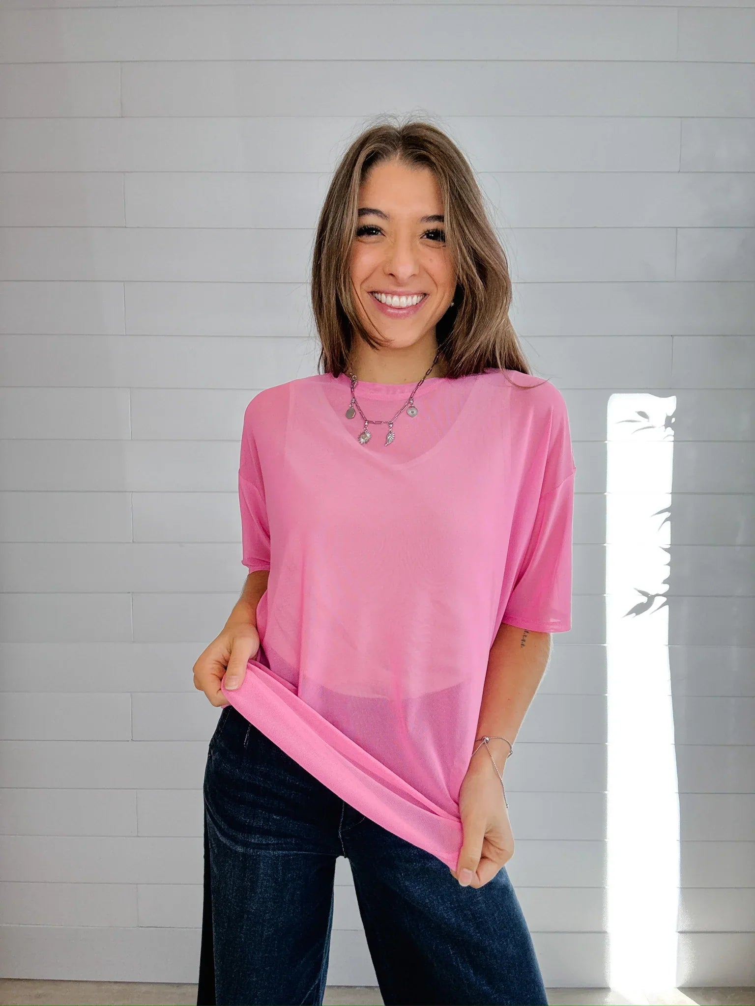 Mac and Me Sheer Mesh Tee