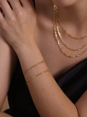 18K Gold Filled 3x1 Alternated Paperclip Bracelet: 6.5 inches
