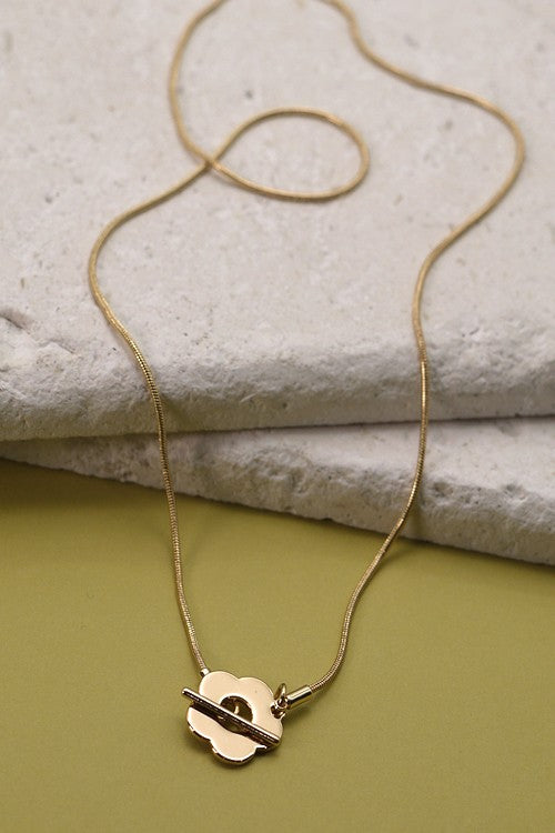 Minimal Gold Flower Toggle Necklace
