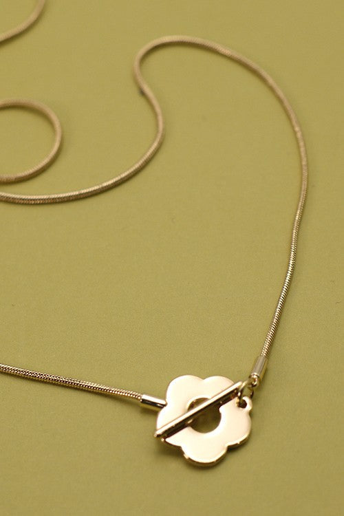 Minimal Gold Flower Toggle Necklace