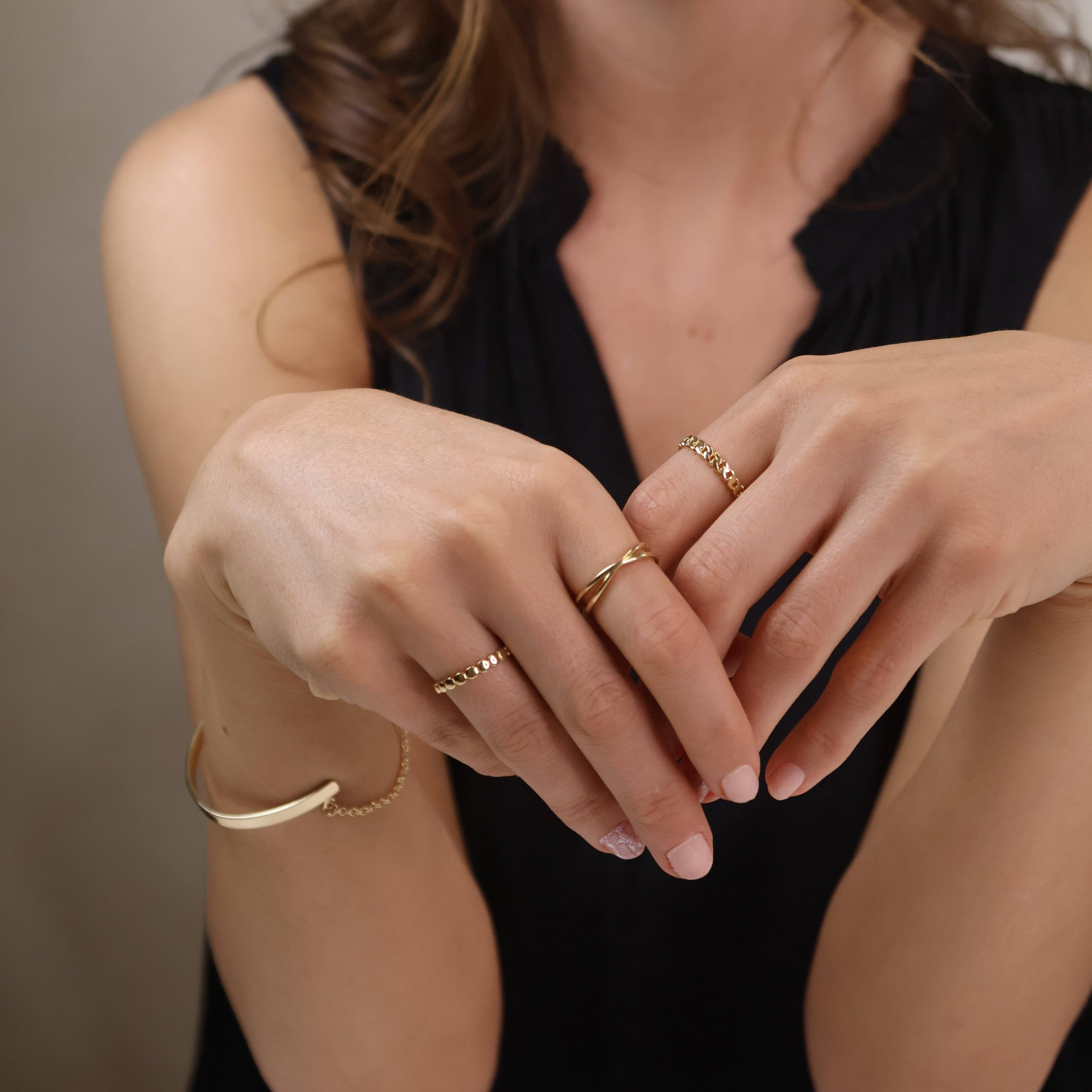 18k Gold Filled X Ring: 6