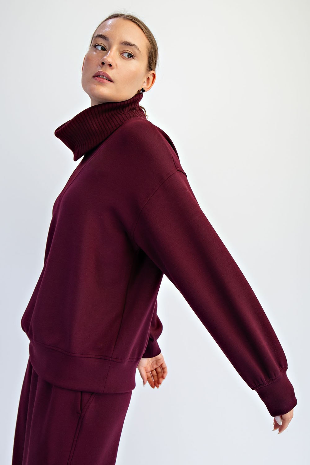 Modal Scuba V-Neck Turtleneck Top