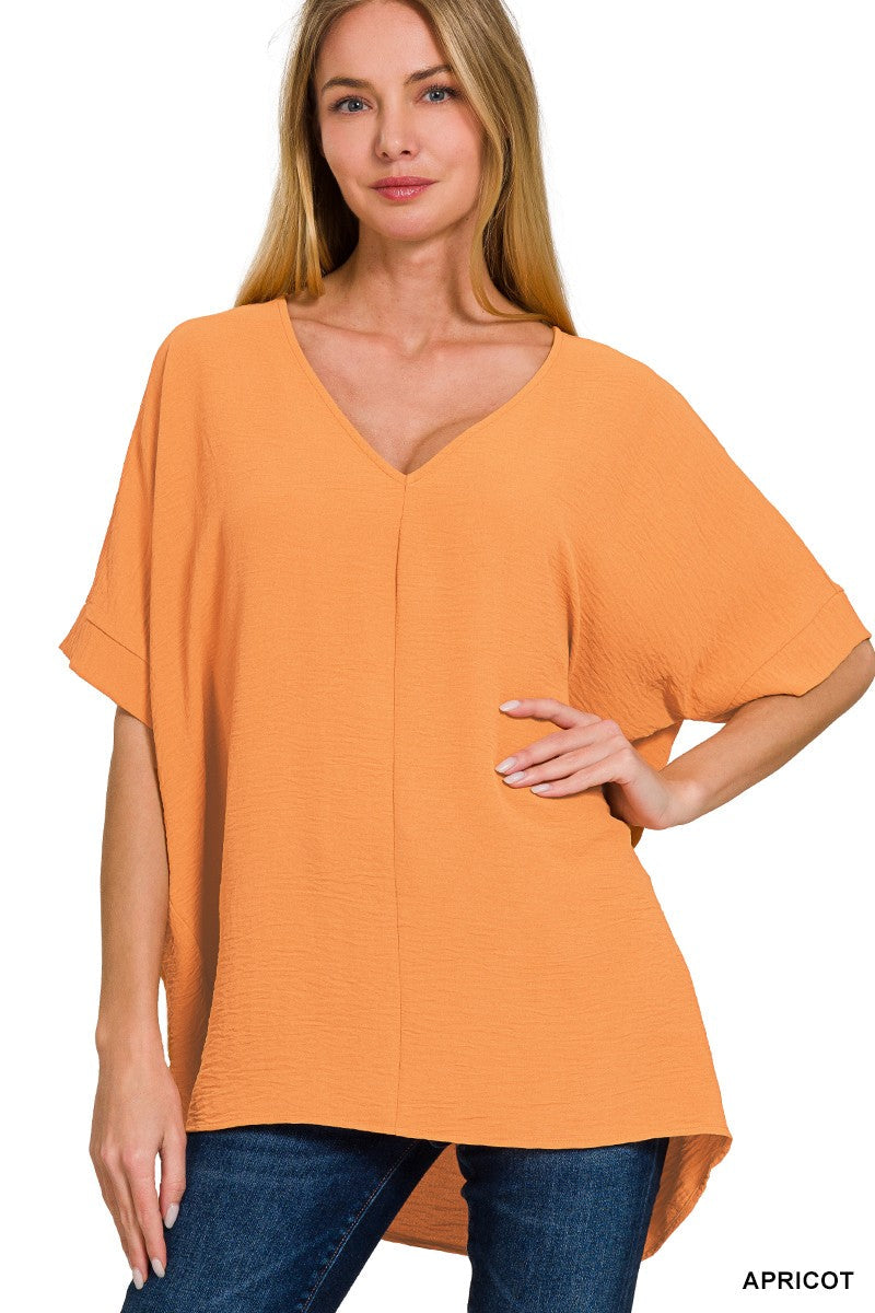 Elegant V-Neck Dolman Sleeve Top