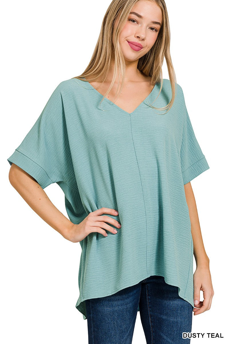 Elegant V-Neck Dolman Sleeve Top