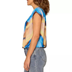 Placement Print Bubble Hem Top