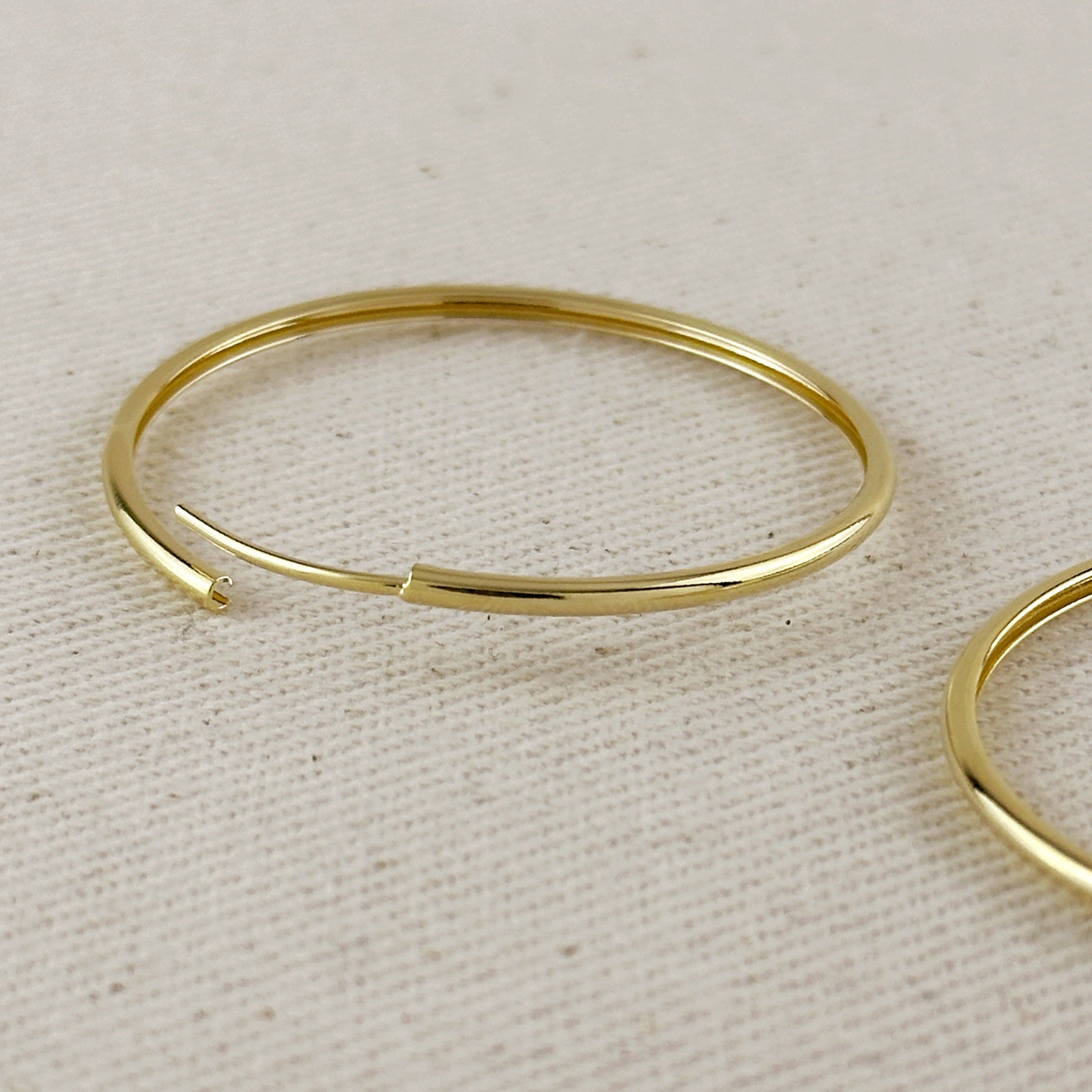 18k Gold Filled Hollowed Endless Continuous Hoop Earrings: Hoop 40mm