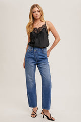 Lace Trim Satin Cami Top