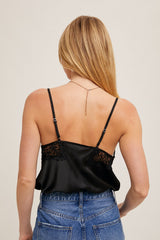 Lace Trim Satin Cami Top