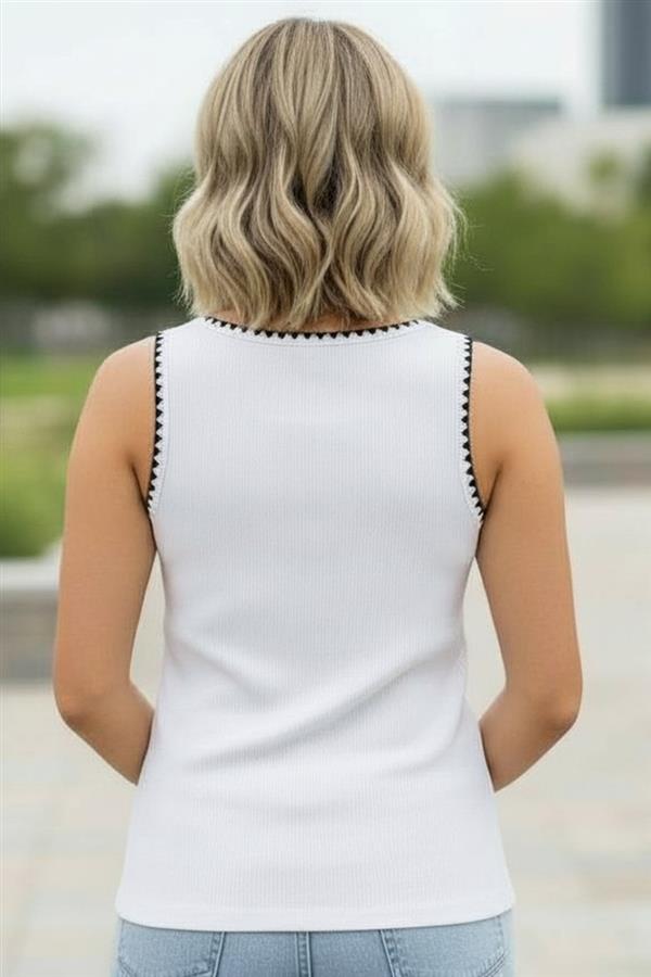 Contrast Trim Ribbed Tank