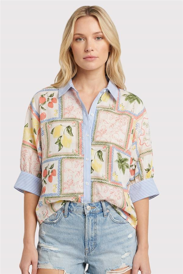 Citrus Patchwork Button Down Shirt