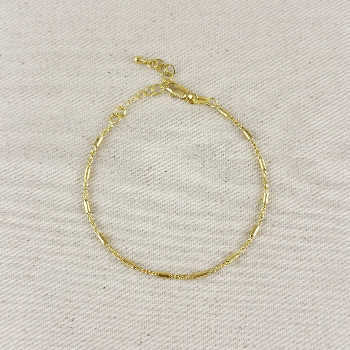 18k Gold Filled Mini Tube Chain Bracelet: 7 inches