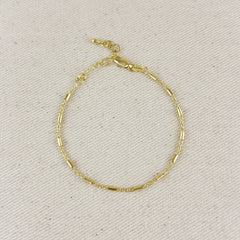 18k Gold Filled Mini Tube Chain Bracelet: 7 inches