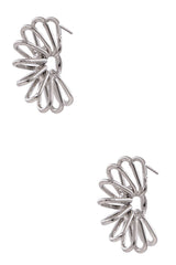 Metal Half Flower Hoop Earrings