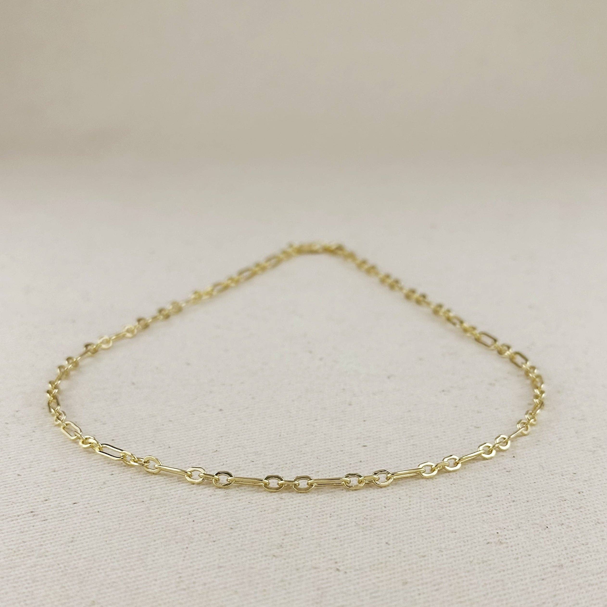 18k Gold Filled 3x1 Alternated Paperclip Necklace: 18 inches
