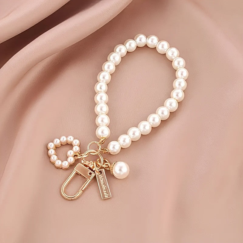 Pearl Charm Wristlet Keychain – Bow-Inspired Styles