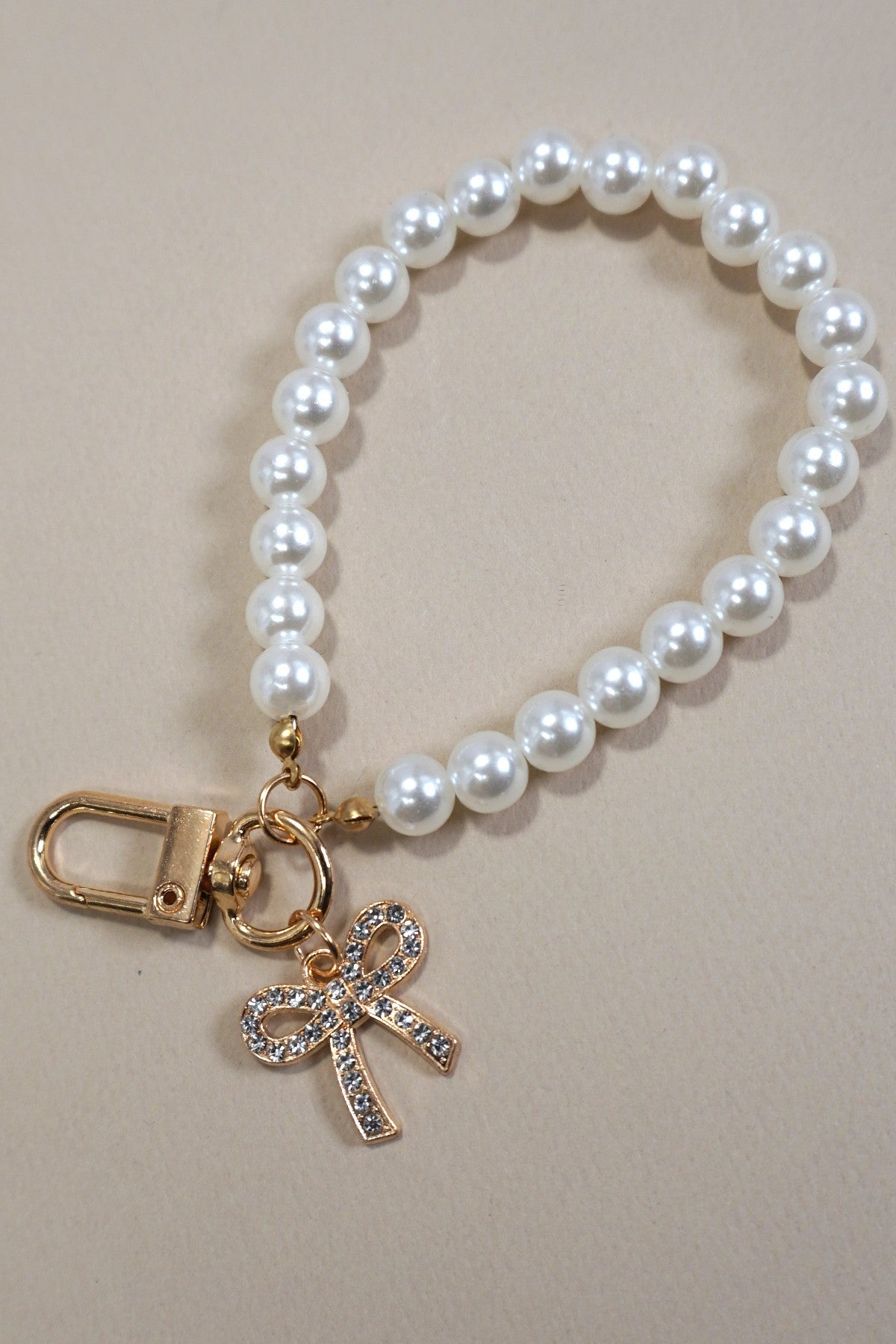 Pearl Charm Wristlet Keychain – Bow-Inspired Styles
