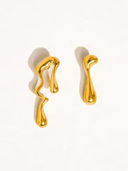Mismatched Melted Drop Earrings | 18K Gold Plated
