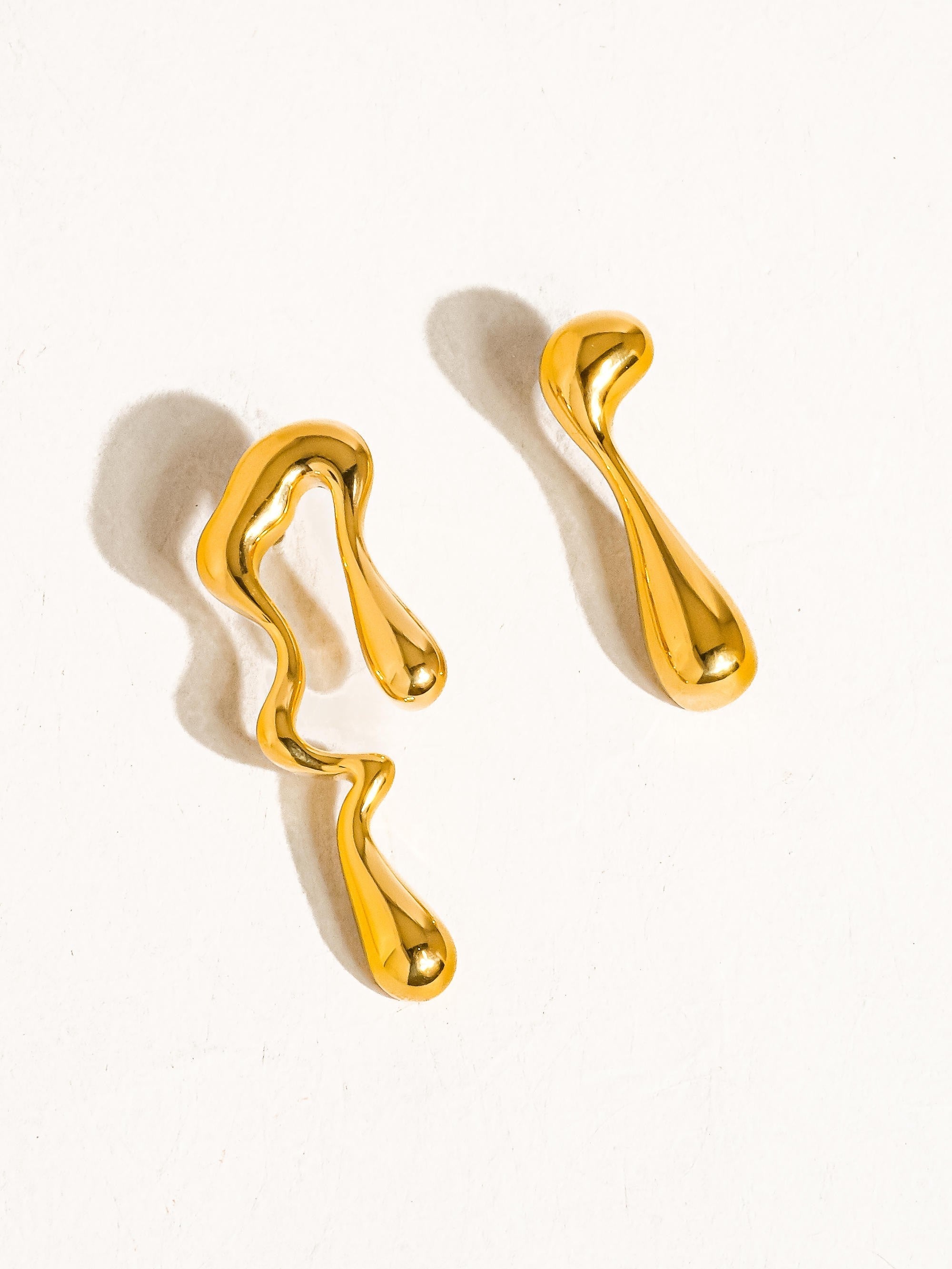 Mismatched Melted Drop Earrings | 18K Gold Plated