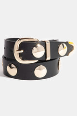 Metallic Disc Studded Belt | Faux Leather