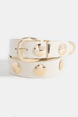 Metallic Disc Studded Belt | Faux Leather