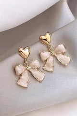 Bow & Heart Drop Earrings