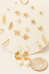 Golden Charm 10-Pair Earring Set