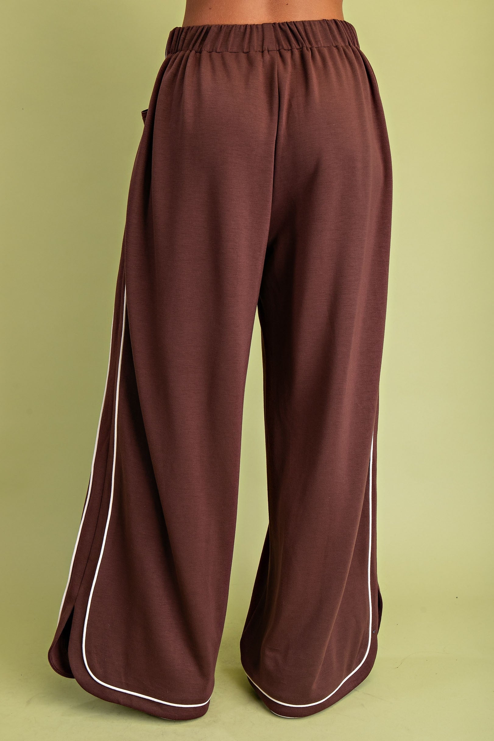 Double Soft Knit Pants with Contrasting Piping Details