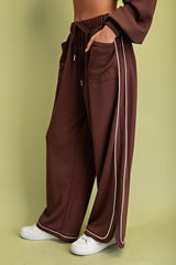 Double Soft Knit Pants with Contrasting Piping Details