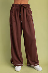 Double Soft Knit Pants with Contrasting Piping Details