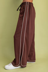 Double Soft Knit Pants with Contrasting Piping Details