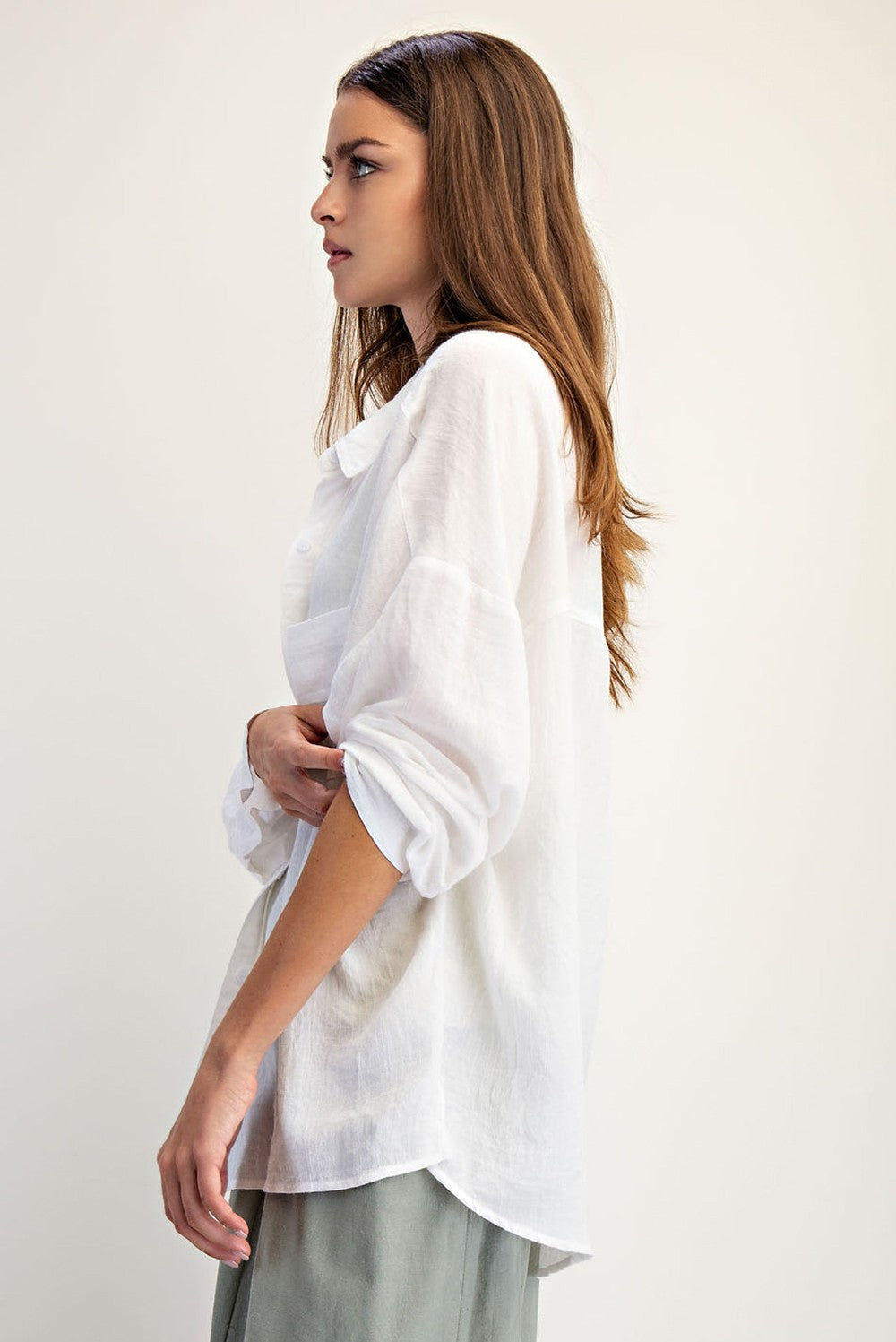 Easy Linen Blend Button-Up