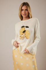 Lemon Graphic Lightweight Sweater
