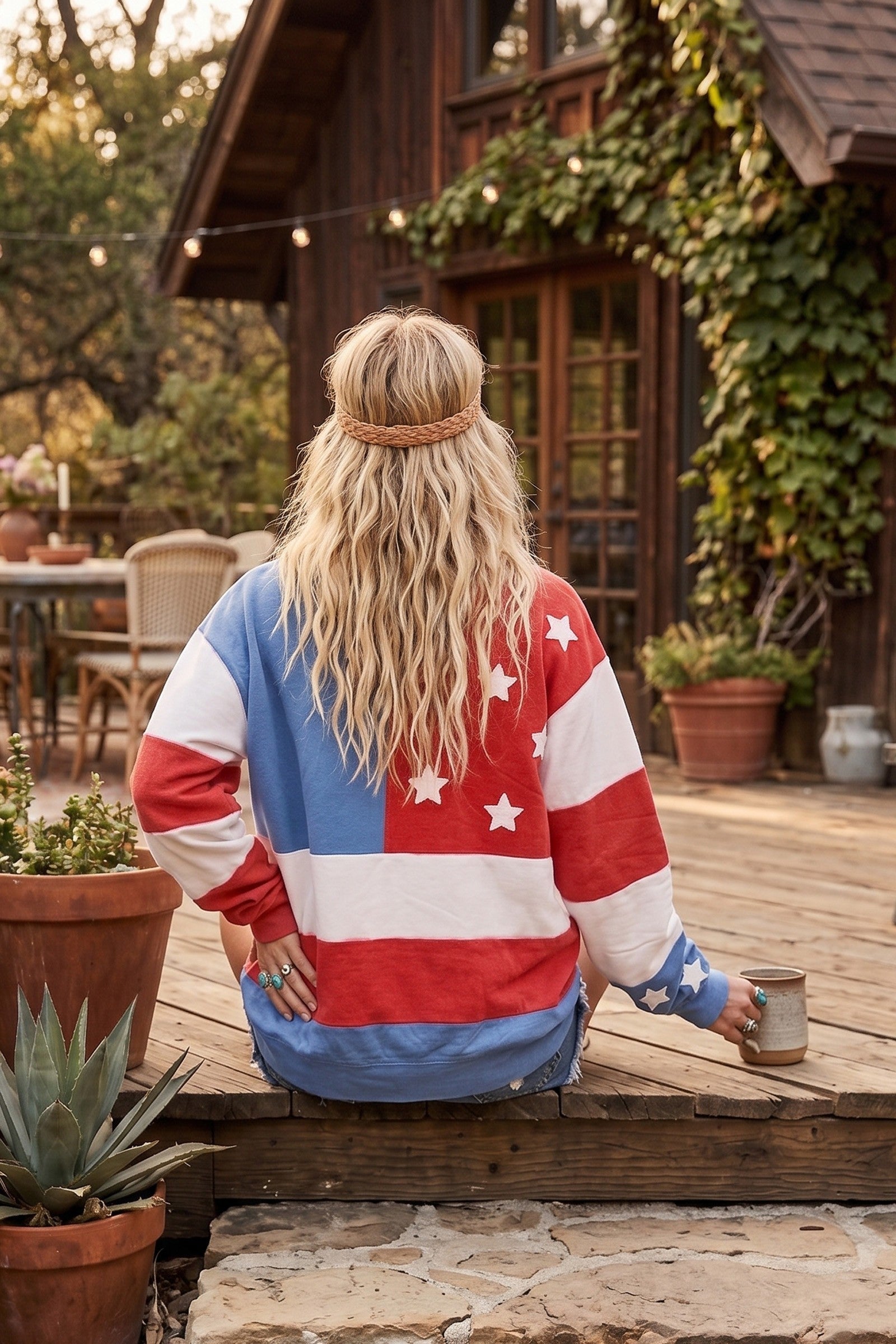 Mineral Washed Americana Flag Sweatshirt