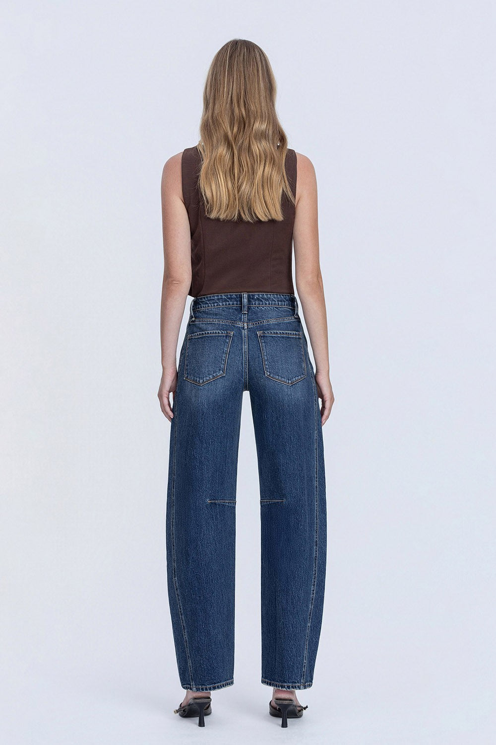 High Rise Dark Wash Barrel Jeans