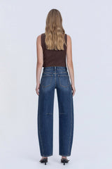 High Rise Dark Wash Barrel Jeans