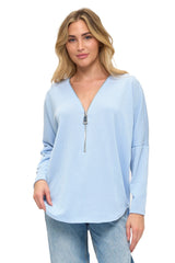 Dolman Sleeve Exaggerated Zip Top