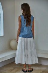 Denim Button Front Vest Top