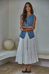 Denim Button Front Vest Top