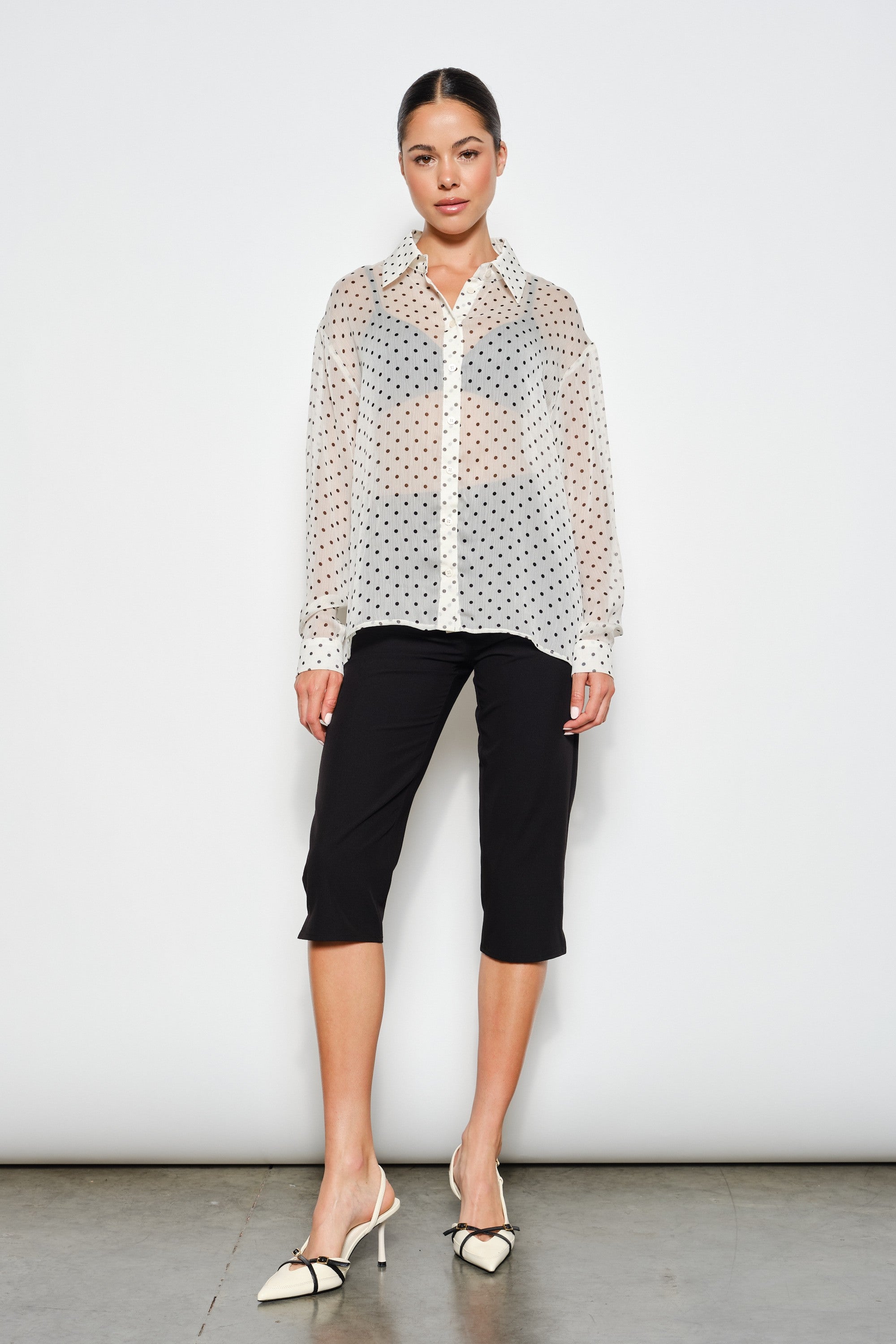 Cecilia Polka Dot Button-Up Blouse