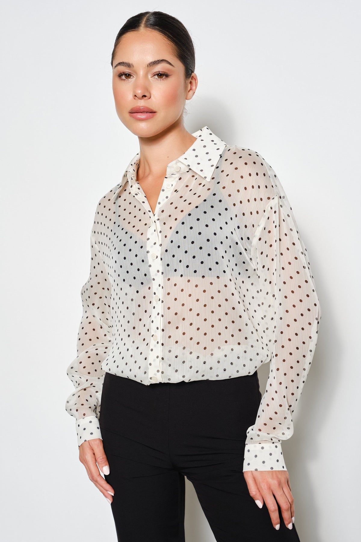 Cecilia Polka Dot Button-Up Blouse