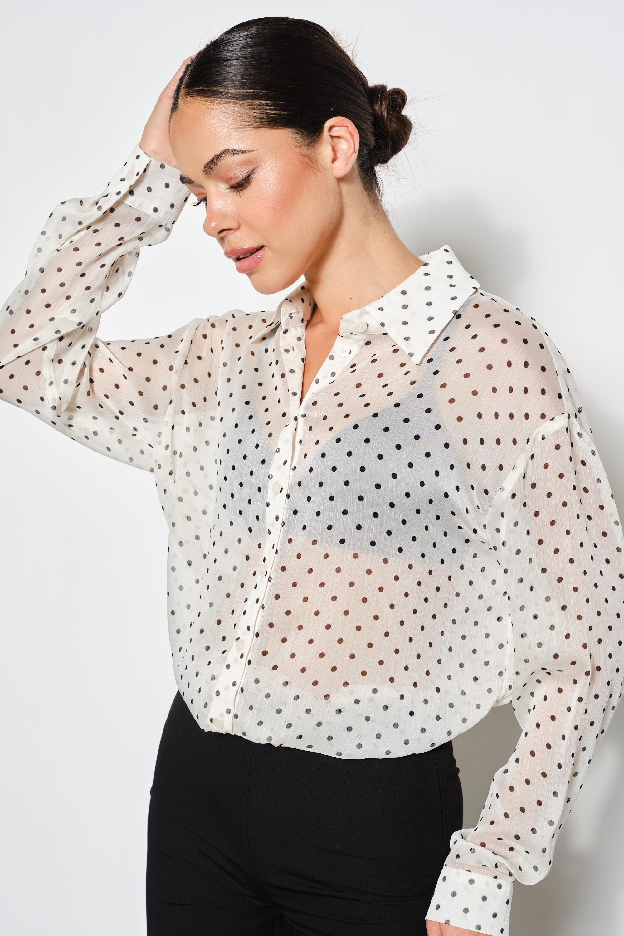 Cecilia Polka Dot Button-Up Blouse