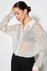 Cecilia Polka Dot Button-Up Blouse