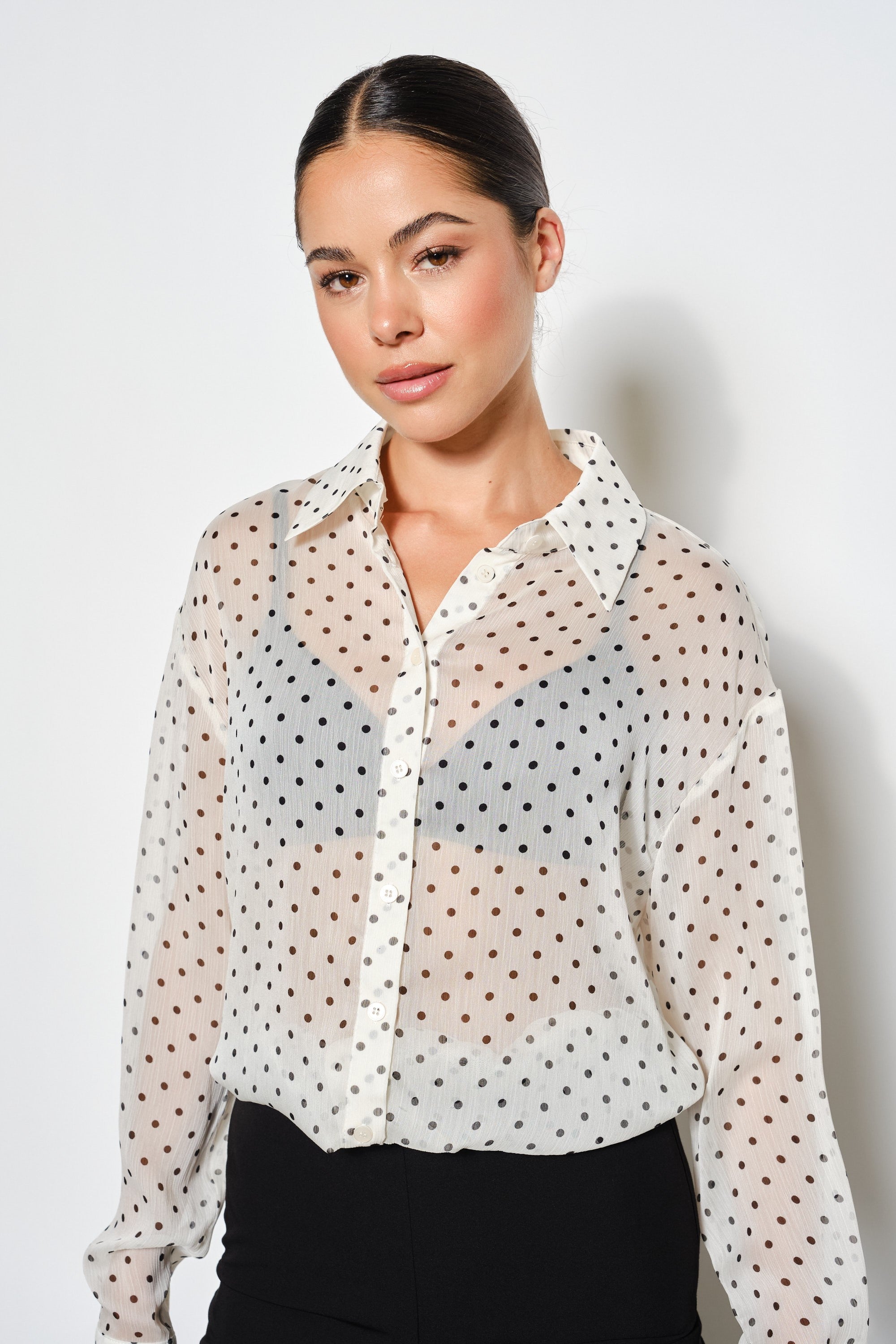 Cecilia Polka Dot Button-Up Blouse