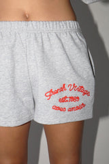 French Graphic Embroidered Sweatshorts – Relaxed Fit Cotton Blend