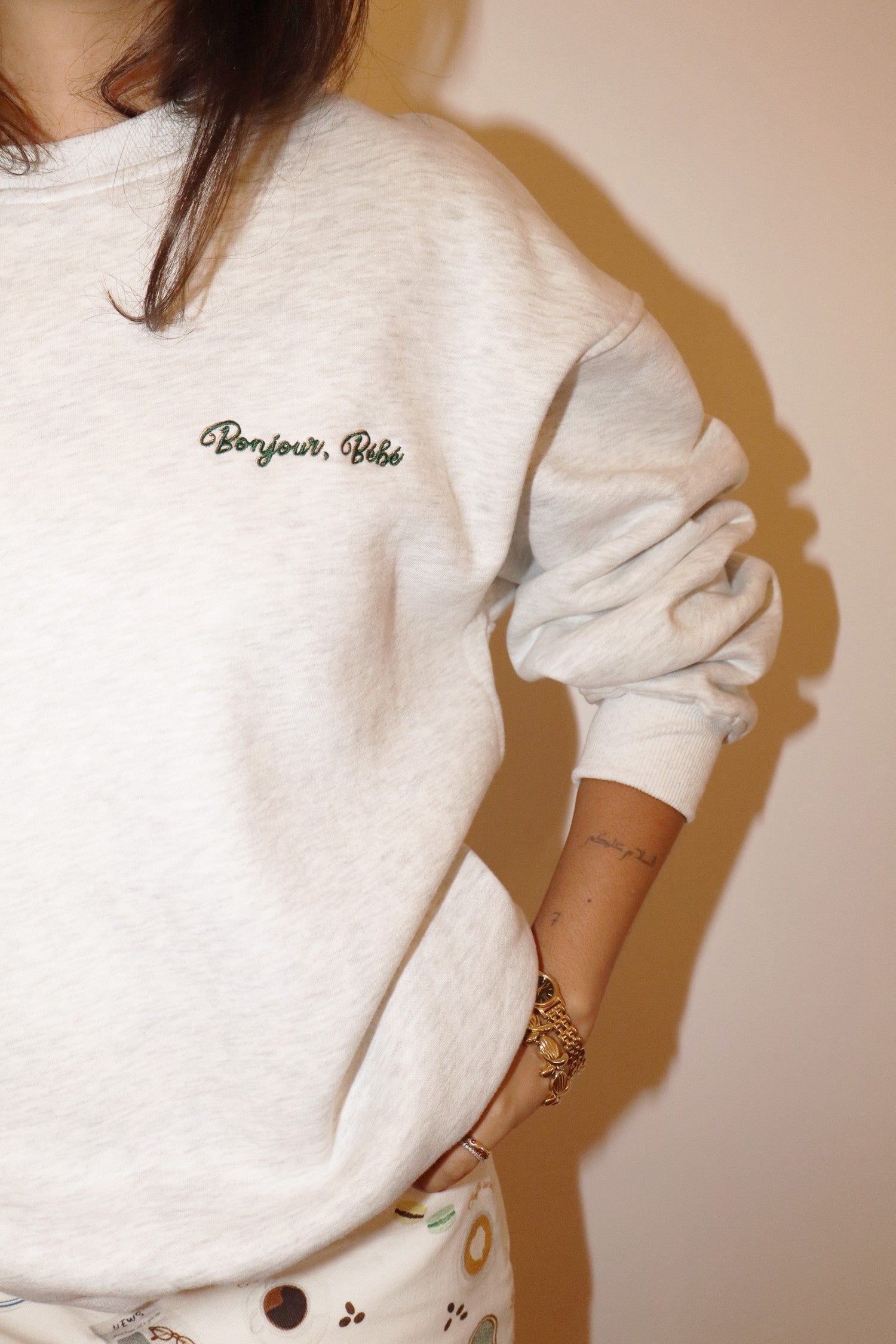 Bonjour, Bébé Crewneck Sweatshirt